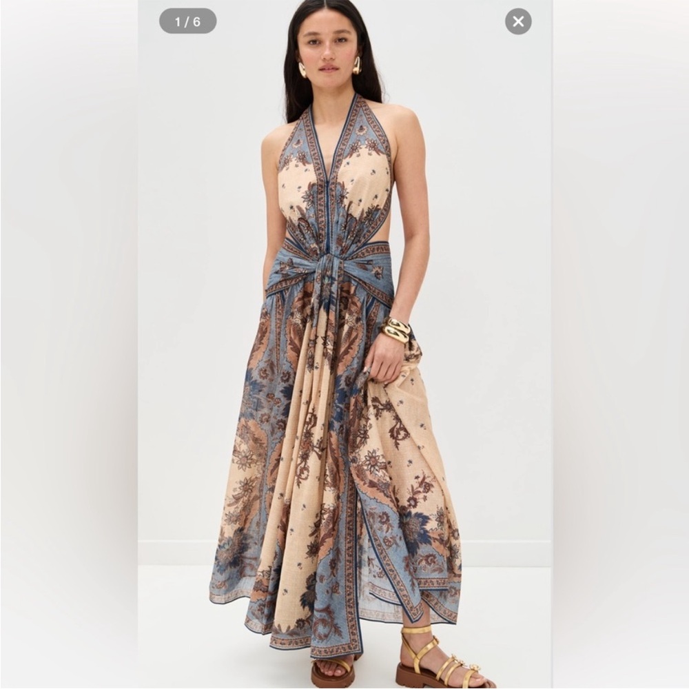 Zimmermann ascension plunge halter maxi dress